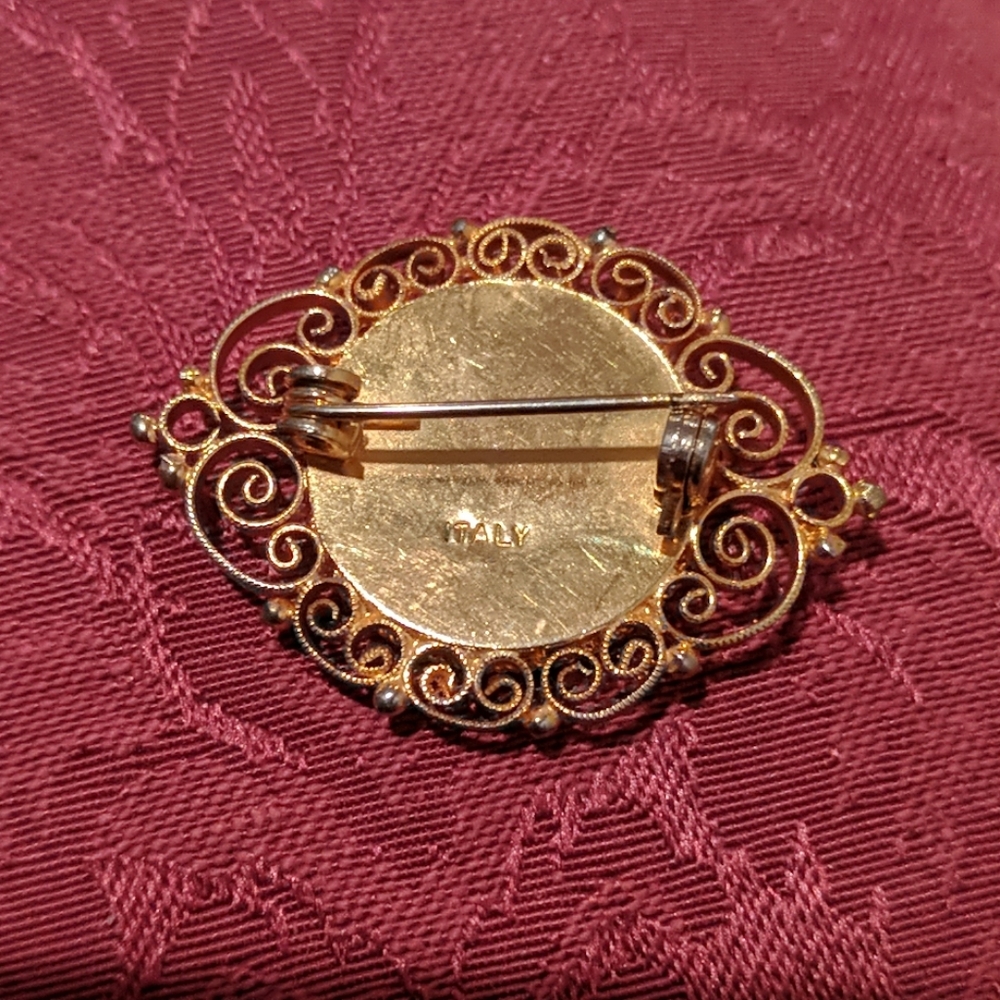 Vintage Mosaic Gold Pin (Italy) - Picture 2 of 2